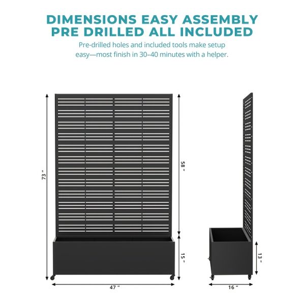 product-fancy-efe8a9cb-b2cd-478a-97c2-ee59ce4dcb19 Privacy Fence with Planting Boxes Encrypted Metal Mesh Privacy Screen Black/Wood Grain Weather-Resistant Outdoor Fence Panels Ideal for Backyard Patios, Gardens, And Balconies Safety Barrier Protective Cover Create Outdoor Living Spaces And Decor
