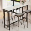 AESOME Counter Height Table Rectangle Sintered Stone Tabletop 47.2in Narrow Long Kitchen Dining Table 41.4in High Top Table Living Room Furniture, Sturdy Metal Frame