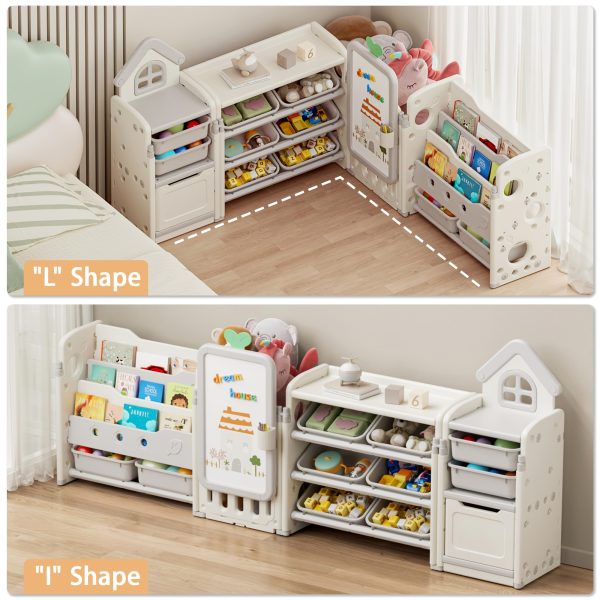 product-fancy-f007afcb-1a93-4f18-a03c-608dfebe5ef0 A Versatile Storage Solution for Featuring 10 Detachable Bins And a 3-Tier Bookshelf, Serving As a Multifunctional Organizer with a Drawing Board, Perfect for a Bedroom, Playroom, Or Living Area