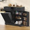 Wood Kitchen Pantry Island with Tilt-Out Trash Cabinet & Laundry Hamper - Adjustable Shelf Suitable for for, Suitable for Small Spaces, Hidden with Drawers, Tilt-Out Basket System, Space-Saving