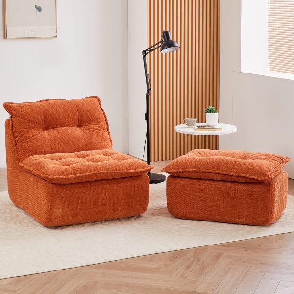 product-fancy-f050019d-c8a2-4f3d-b313-d87d1a747486 MCQ Single Recliner Chair with Footrest - 62.2-inch Foam Floor Lounger, Boneless Modern Bean Bag Sofa Suitable for Bedroom or Living Room, Cloud Bed for, No Assembly Required, Space-Saving