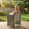 4pcs Outdoor Seating Arrangement, Durable Grey Rattan Garden Furniture Collection, Wicker Sofa with Chairs And Coffee Table, High-Back Rattan Loveseat with Comfortable Cushions for Patio, Available in 3 Fabric Color Choices