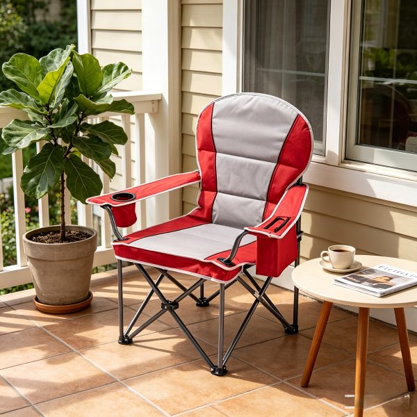 product-fancy-f05a1101-6739-42fa-8563-091c27baf89f Extra Large Camping Folding Chair with Organizer Bag, Side Mesh Bag, Mesh Cup Holder And Sporting Goods Bag, Suitable for Lawn, 500 Lbs. Weight Capacity
