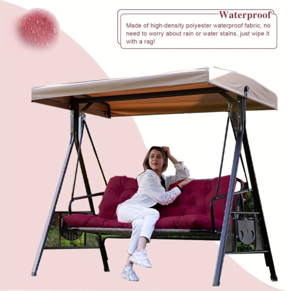 product-fancy-f0634e72-eb86-46ff-84cb-1873449645a8 3-Seater Waterproof Outdoor Porch Swing Cushion with Backrest - Suitable for Outdoor Furniture, Thick 5" Cushion, Machine Washable Suitable for Patio Bench, Garden Swing Chair, Backyard Cushions for Poolside and Deck