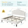 product-fancy-f090fc5c-c386-4e63-8436-88f8c9bfeb1d HOOMIC Full/Queen/King Size Bed Frame with Adjustable Velvet Tiara Headboard, Upholstered Diamond Button Tufted Platform Bed, Wooden Slats Support, No Box Spring Needed, Easy Assembly, Black