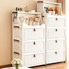 product-fancy-f0945930-c799-4bdc-bc81-b097b7f8c907 6/5/4/3-Tier Small Apartment Suitable for bar Cabinet, for bar Furniture Set Combination, Cream Foldable Rolling Storage Cabinet, Floor-Standing Stackable Organizer, Top Open Multi-Drawer Unit, Suitable for Bar, Coffee Corner, Kitchen, Living Room