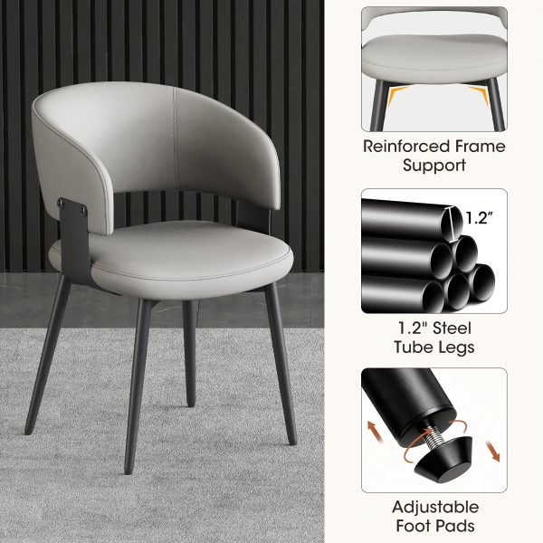 product-fancy-f0972379-b2bf-44ea-a29d-c4ce3c880b30 Modern Dining Chairs Set (2pcs), Faux Leather Upholstered Kitchen Chairs, Curved Back, Metal Legs, Mid Century Style, Suitable for Dining Room And Kitchen
