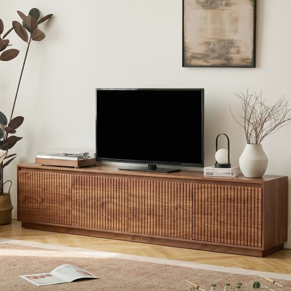product-fancy-f0abb536-23e3-4de0-ad9f-cfb9e287159b 86.6" Wide Walnut TV Stand for Tvs Up to 85", Modern Fluted Door Media Console with Large Storage Cabinets for Living Room & Bedroom
