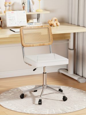 Swivel Upholstery Adjustable Height Home Office Chair, Ergonomic Armless Chairs