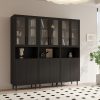 71" Storage Cabinet with Drawers, 6-Tier Bookshelf with Doors and Shelves, Large Display Cabinet Set for Home, Office (Black/White)
