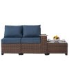product-fancy-f0de9067-0d3a-41f1-8648-670096169291 RAISED Patio Furniture Set, 2piece/3piece/4piece/6piece Wicker Outdoor Patio Furniture Sets with Cushions And Coffee Table, Outdoor Sectional Boho Patio Conversation Set Sectional Sofa for Backyard, Porch, Beige/Blue