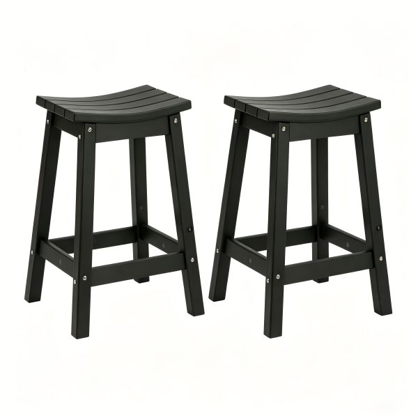 product-fancy-f0e66c52-61c6-4257-8ed4-81fea1ff36c9 2pcs HDPE Bar Stools 24 Inch, Outdoor Counter Height Bar Stools, All-Weather Resistant Patio Stools for Backyard Kitchen Deck, 400 LBS Capacity, Black/Blue/Gray