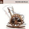 Outdoor Wood Rocking Chair Set Of 2 - Patio Wagon Wheel Rocking Chair 2pcs, Rustic Rocker Single Chairs for Country, Yard, Porch