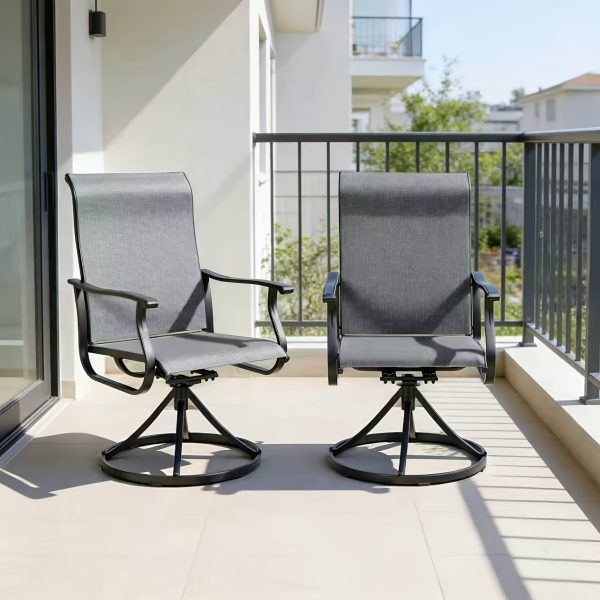 product-fancy-f1062c2c-05db-4c77-8767-db7875551ec8 Patio Swivel Chair Set Of 2/4/6 Outdoor Dining Chairs W/High Back And Breathable Textilene, 350 LBS Capacity, All Weather Patio Rocking Chairs for Garden Backyard Deck