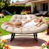 [Outdoor Rocking Chair] Double Outdoor Rocking Papasan Chair, 2-Person Oversized Loveseat Rocker with Thickened Soft Cushion And Rattan Wicker Frame for Patio, Garden, Balcony Relaxation