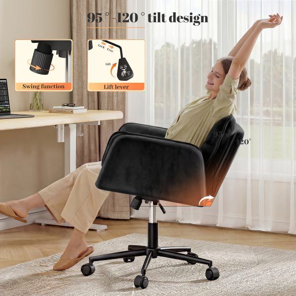 product-fancy-f12df007-a2c6-4a0f-baf6-21777023d060 Modern Office Crossover Wheelchair, Luxurious Plush Vanity Chair with Wheels, Adjustable Armrests, Ergonomic Office Chair Suitable for Bedrooms, Computer Makeup Rooms, And Offices, Available in White, Black, Pink, And Gray, Stable And Durable