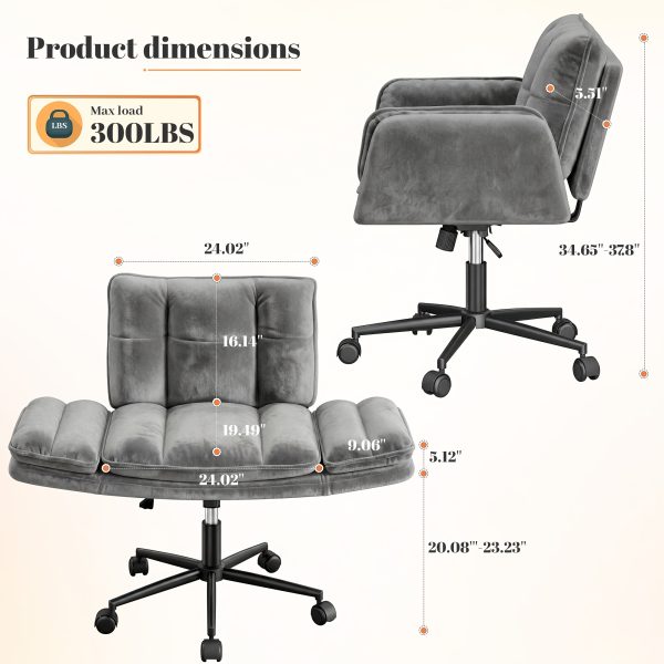product-fancy-f133f9e6-c624-40a2-aeca-8e98cef11d23 Modern Office Crossover Wheelchair, Luxurious Plush Vanity Chair with Wheels, Adjustable Armrests, Ergonomic Office Chair Suitable for Bedrooms, Computer Makeup Rooms, And Offices, Available in White, Black, Pink, And Gray, Stable And Durable