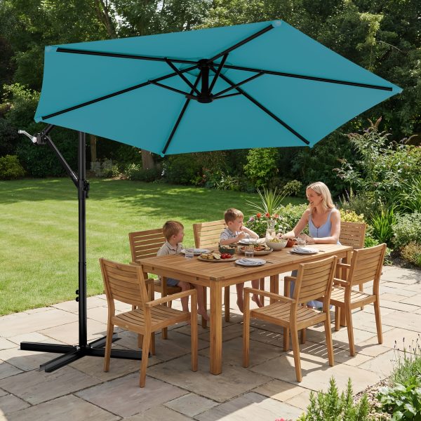 product-fancy-f15b679c-49d4-4c7b-a44f-970db9b608a0 10-Foot Cantilever Patio Umbrella Featuring an Infinite Tilt Mechanism, Offset Outdoor Umbrella with a Cross Base, Durable Crank Lift Market Umbrella Suitable for Yards, Gardens, And Decks (Weighted Base Sold Separately)