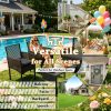 [Outdoor Rattan Set] 4pcs Outdoor Wicker Patio Furniture Set Rattan Conversation Group With Cushions, Coffee Table For Porch, Garden, Poolside & Backyard, Black - Patio Furniture Outdoor