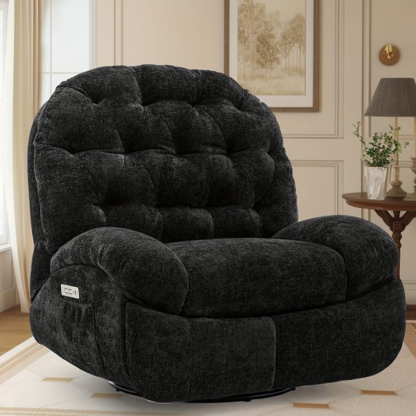 product-fancy-f1699bfa-065c-4bcd-a0bb-af8a42c66c2d Large Swivel Recliner, Adult Rocking Electric Recliner, Electric Recliner, Comfortable Soft-shell Recliner, with USB Port And Living Room Storage Space, Chenille Fabric, Free Shipping