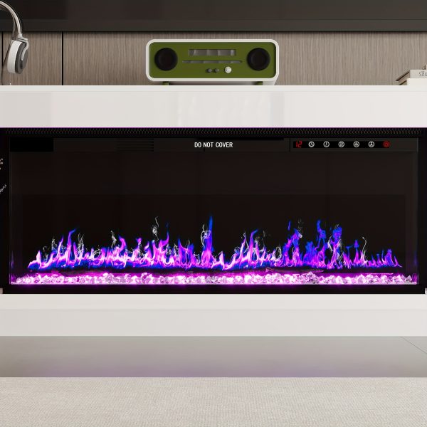 product-fancy-f1719b5b-0d83-43e0-bb45-9066b82f8cdd Modern TV Stand With Electric Fireplace, TV Console With Adjustable LED Lighting For TVs, Modern Entertainment Center With Storage, Media Console For Living Room
