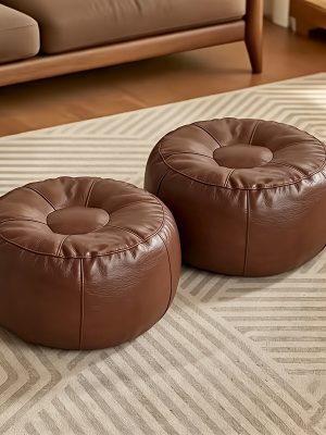 2-pack of Storage Beanbag Chair Covers - Pumpkin Oval Shape, Suitable for Storing Clothes. It Has Storage Function and Is Suitable for Outdoor Use. It Is Comfortable and Soft, Made of Thickened Faux Leather (filling Not Included).