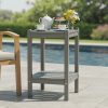 Outdoor HDPE Double-layer High Side Table, Leisure Side Table with Double-Layer Storage Design, Multifunctional Small Coffee Table, for Courtyard, Pool, Terrace And Balcony, Gray