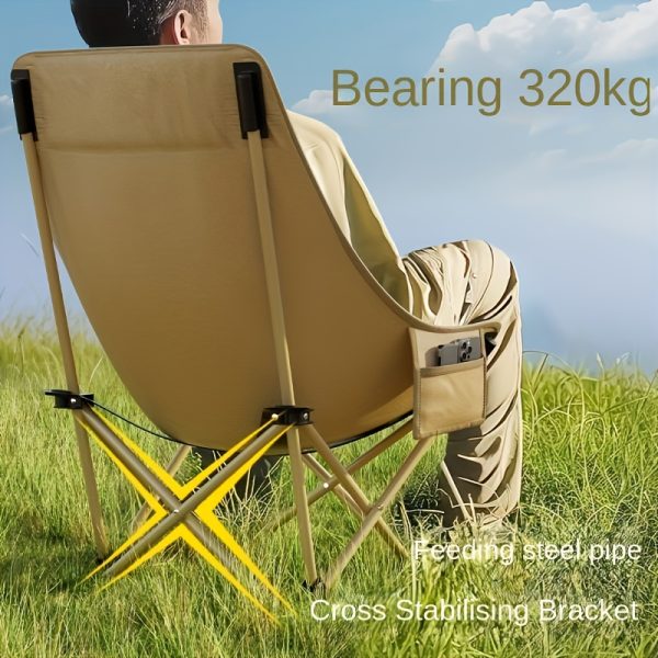 product-fancy-f1ffbf82-89c8-4ffd-b4e0-85f8286d94fe 2 High-backed Moon Chairs Come with A Storage Bag for Easy Folding And Storage - Durable Iron Alloy, Suitable for Courtyards, Outdoor Leisure, Camping And Fishing Beach Chairs