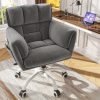 product-fancy-f205895c-b2ae-4353-a9aa-5cb93875e64a Vanity Chair Skin-Friendly Material with Mid-Back, Modern Adjustable Height Upholstered Swivel Chair with Wheels, Desk Chairs Comfy with Side Pockets for Bedroom