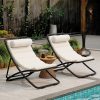 [Outdoor Folding Chair] TREXM 2pcs Outdoor Folding Chair, Rattan-Wrapped Patio Chair with Adjustable Backrest, Thick Cushion, and Detachable Headrest, for the Poolside, Beach, Backyard, Decck, and Camping