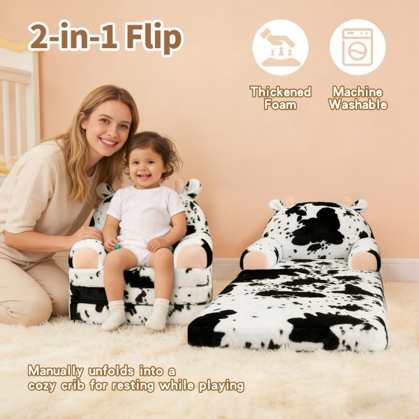 product-fancy-f22c8bc8-b59c-406b-b1d2-1681b8479ddb Kids Chair Plush with Removable Cover, Kids Sofa to Lounger, Kids Couch for Kids Over 18 Months, Toddler Recliners for Kids (Cow)