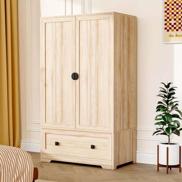 product-fancy-f23cc8e6-03b9-4701-85cf-098d48f21fc4 Bonnlo Freestanding Wide Armoire Wardrobe Closet with Shelves, Hanging Rod And Drawers for Bedroom