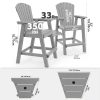 Embossed Balcony Chair, Tall Adirondack Chair Set Of 2 Outdoor Adirondack Barstools with Connecting Tray, High Airondack Chair with Wood Grain, Christmas & Halloween