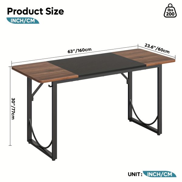 product-fancy-f271e0c3-2bb5-4e37-8e4e-16cca59c123e Executive Office Desk 63 Inches with Headphone Hooks, Modern Workstation for PC Laptop, Vanity Table, Craft Table, Office Furniture, Unique Color Matching Design, Computer Desk for Small Spaces, for home Office Workspace Gaming Desk with Metal Frame