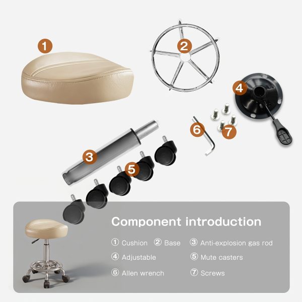 Adjustable Rolling Saddle Stool for Salons And Spas - Oval Beauty Chair on Wheels for Hair Stylists And Nail Technicians, Ideal for Salon Furniture, Spa Seating, And Comfortable Mobile Seating with Back Support