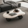 product-fancy-f294ae08-2984-4674-81cf-56b67d578957 40 Inch Cloud Shaped Coffee Table with 3 Ball Legs Modern Irregular Accent Table White Top Black Legs Sturdy MDF Construction Smooth Curved Corners Child Pet Friendly Easy Assembly Spacious Surface for Living Room Bedroom Apartment Home
