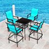 product-fancy-f2bccbb0-e9d5-42c5-a5ad-c544db6ec232 2/3/5pcs Patio Bar Set, 360° Swivel Bar Stools, Outdoor Bistro Furniture with High-Density Textilene Fabric & Heavy Duty Metal Frame, High Top Table And Chair Set for Balcony, Poolside, Garden & Backyard