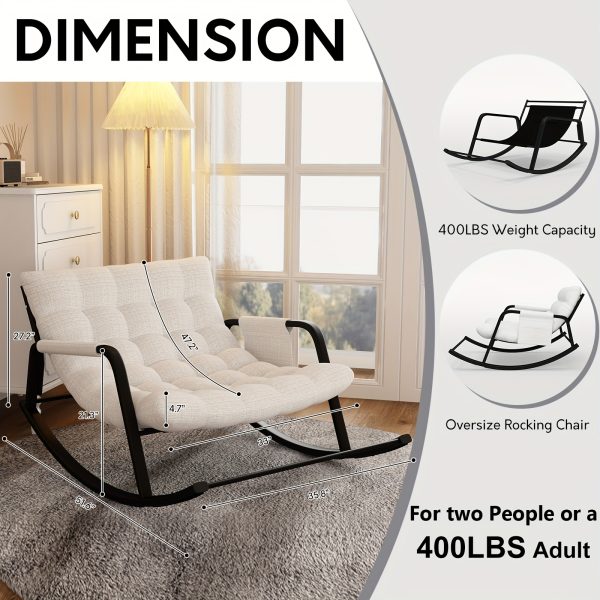 product-fancy-f2c2727e-f49e-4438-bd06-35bfdfd98305 Outdoor & Indoor Oversized Rocking Chairs, Modern Metal Lounge Rocking Chair with Thick Cushions, High Back Rocker Chair for Living Room, Patio, Porch, Garden, Backyard