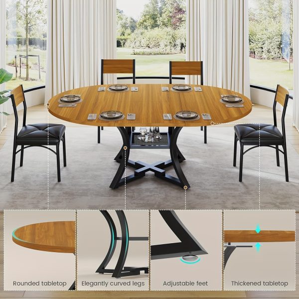 product-fancy-f2ffed0a-f39c-4541-95cc-05b45bc59db5 5pcs Kitchen Table Set with Round Extendable Dining Table for 4-6 Individuals, Ideal for Compact Dining Areas