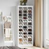 product-fancy-f32234a7-9bfd-4c97-b609-340e9508d5fa Shoe Storage Unit, Accommodates 36 Pairs, Freestanding Closet Organizer, 8.8-Inch Wide Wooden Shoe Organizer, 12-Tier Vertical Shoe Rack for Entryway And Bedroom, in White And Greige
