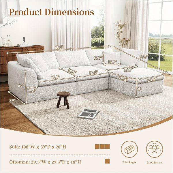 product-fancy-f32716d9-bb66-4cbb-91c3-6d399a015f19 Modular Sectional Sofa with Movable Ottoman | No Assembly Required, Boneless Cloud Couch, Deep Seat L-Shaped, Suitable for Living Room, Bedroom, and Apartment