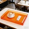 Orange Transparent Acrylic Tray - Creative Desktop Organizer Tray, Multi-functional Home Decorative Tray, Fashionable Minimalist Style Coffee Table Tray, Bathroom Cosmetic Storage Tray, Living Room Ornament Display Tray. Made of High-quality Acrylic