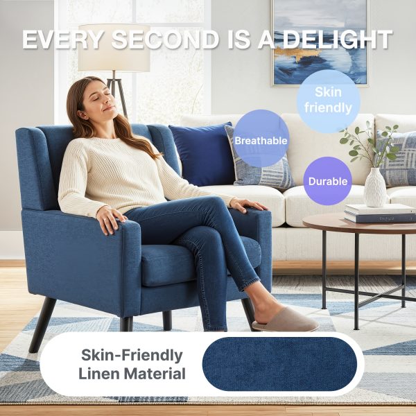 product-fancy-f3682276-bebf-430d-95de-77c8ba2dc8a0 Mid-Century Modern Tufted Accent Chair, Ergonomic Wingback Armchair with Detachable Armrests, Linen & Suede Fabric Lounge Chair for Living Room Bedroom Office