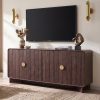 70'' Modern TV Stand, Entertainment Center with Adjustable Shelves, Curved Profile Design, Media Console for Living Room