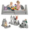 product-fancy-f3ac7c42-0e0d-4ab6-bf36-f55c12dbfd17 12pcs Modular Kids Play Couch - Soft & Sturdy Foam Sofa Washable Velvet Covers DIY Castle Slide Set Living Room Kindergarten Play Area