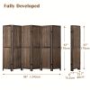 product-fancy-f3c23366-e915-4897-86df-8cff3e5a4c57 4/6 Panels Room Divider Screen - 360° Adjustable Folding Panels, 91" Handcrafted Decorative Wooden Room Divider Screen, Freestanding Divider for Room Separation, Bedroom, Living Room & Patio, White/Brown