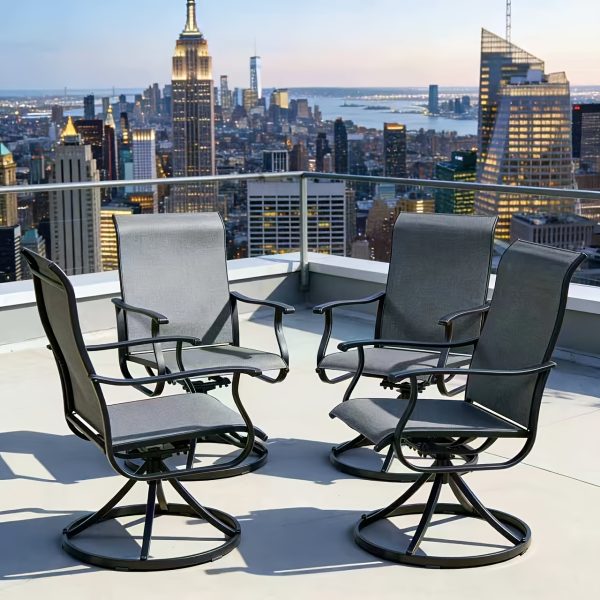 product-fancy-f3cde056-0501-4228-9201-fcceec562f18 Patio Swivel Chair Set Of 2/4/6 Outdoor Dining Chairs W/High Back And Breathable Textilene, 350 LBS Capacity, All Weather Patio Rocking Chairs for Garden Backyard Deck