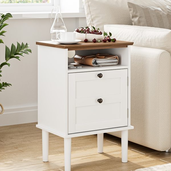 product-fancy-f3e76b8a-52c4-4e82-aa44-7a8dffb08753 Bedside Table, Bohemian-style Bedside Cabinet with One Drawer, Contemporary Side Table Featuring Open Shelving, Wooden Tabletop Bedside Unit, Suitable for Bedrooms And Living Rooms., Bed Room Table