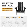 [Durable Outdoor Patio] Leasable 4pcs Folding Adirondack Chair Durable Oversized Ergonomic Plastic Outdoor Patio Furniture With Built-In Phone Holder And Cup Holder, Weather Resistant Fire Pit Chair For Patio Backyard, Deck