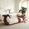 product-fancy-f415da14-faec-4031-8161-e9fbcb2fb845 102" Oversized Modern Curved Sofa, 4-Seat Chenille Couch for Living Room Apartment, Minimalist Boneless Sectional Floor Lounge Couches with Bohemian Style Pillows, No Assembly